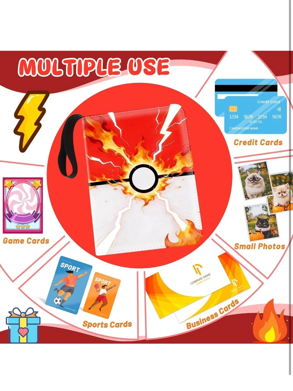 Fire Pokeball Card Binder - trading card binder holder 440 cards